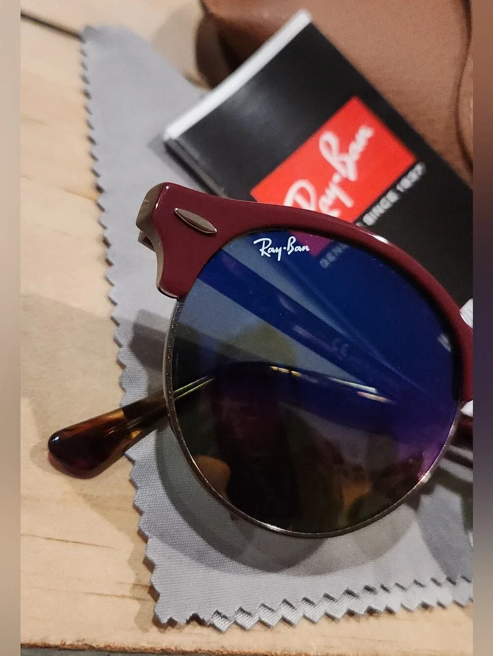 Ray-Ban RB4246 1222/C2 Round Mirrored Sunglasses Tortoise Brown/Blue 51-19